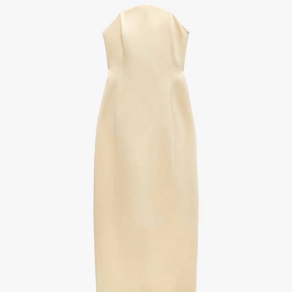 NWT Zara Satin Strapless Midi Dress